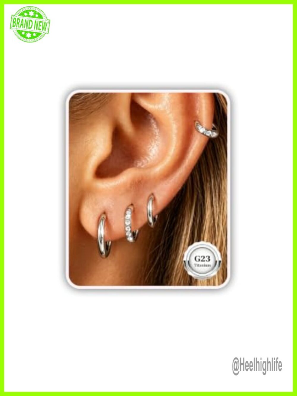 G23 Titanium Silver Huggie Hoop Earrings Set 4 Pairs Small 6-12mm
